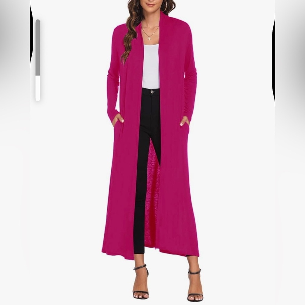 Pink Long Cardigan Sweater